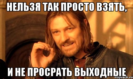 нельзя так просто взять, и не просрать выходные, Мем Нельзя просто так взять и (Боромир мем)