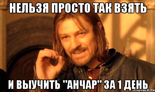 нельзя просто так взять и выучить "анчар" за 1 день, Мем Нельзя просто так взять и (Боромир мем)