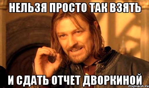 нельзя просто так взять и сдать отчет дворкиной, Мем Нельзя просто так взять и (Боромир мем)