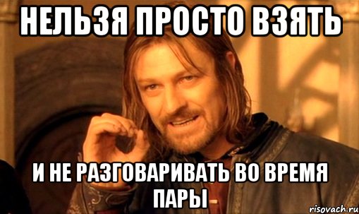 нельзя просто взять и не разговаривать во время пары, Мем Нельзя просто так взять и (Боромир мем)