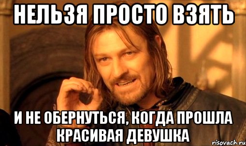 нельзя просто взять и не обернуться, когда прошла красивая девушка, Мем Нельзя просто так взять и (Боромир мем)