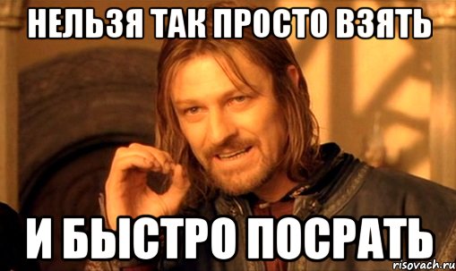 нельзя так просто взять и быстро посрать, Мем Нельзя просто так взять и (Боромир мем)