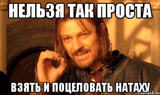 нельзя так проста взять и поцеловать натаху, Мем Нельзя просто так взять и (Боромир мем)