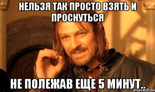 нельзя так просто взять и проснуться не полежав еще 5 минут.., Мем Нельзя просто так взять и (Боромир мем)