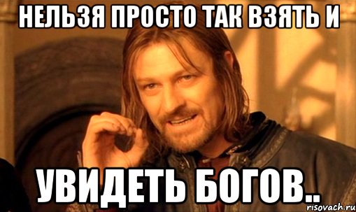 нельзя просто так взять и увидеть богов.., Мем Нельзя просто так взять и (Боромир мем)