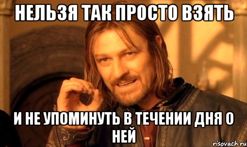 нельзя так просто взять и не упоминуть в течении дня о ней, Мем Нельзя просто так взять и (Боромир мем)