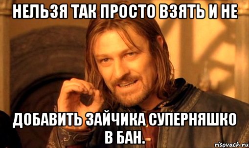 нельзя так просто взять и не добавить зайчика суперняшко в бан., Мем Нельзя просто так взять и (Боромир мем)