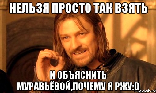 нельзя просто так взять и объяснить муравьёвой,почему я ржу:d, Мем Нельзя просто так взять и (Боромир мем)