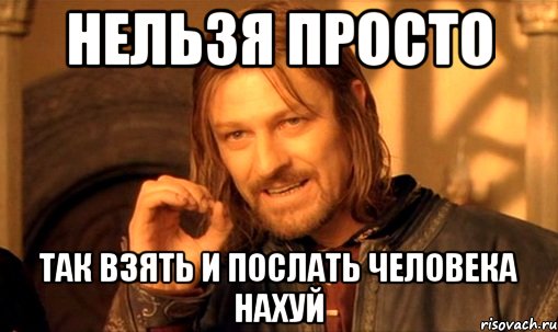 нельзя просто так взять и послать человека нахуй, Мем Нельзя просто так взять и (Боромир мем)