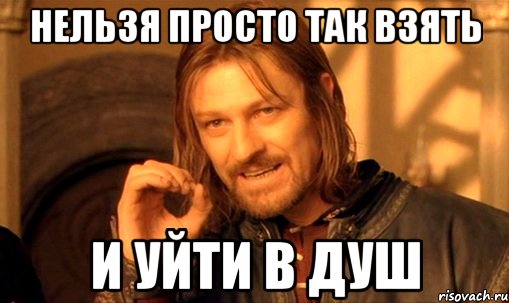 нельзя просто так взять и уйти в душ, Мем Нельзя просто так взять и (Боромир мем)