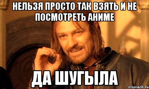 нельзя просто так взять и не посмотреть аниме да шугыла, Мем Нельзя просто так взять и (Боромир мем)