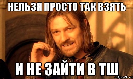 нельзя просто так взять и не зайти в тш, Мем Нельзя просто так взять и (Боромир мем)