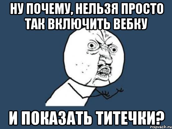 ну почему, нельзя просто так включить вебку и показать титечки?, Мем Ну почему