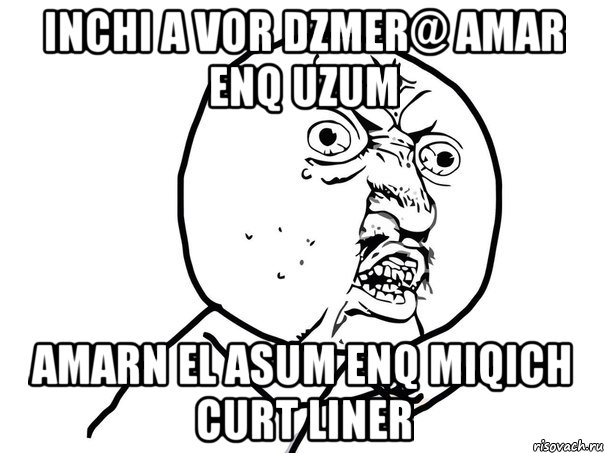 inchi a vor dzmer@ amar enq uzum amarn el asum enq miqich curt liner