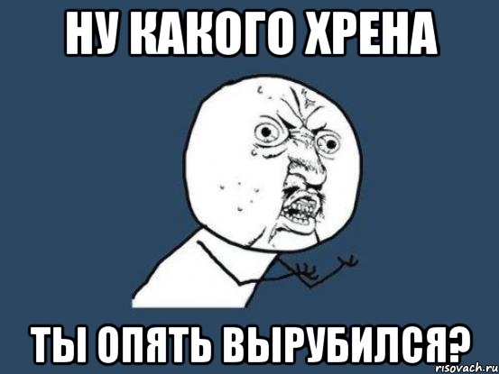 ну какого хрена ты опять вырубился?, Мем Ну почему