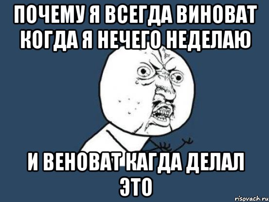 почему я всегда виноват когда я нечего неделаю и веноват кагда делал это, Мем Ну почему