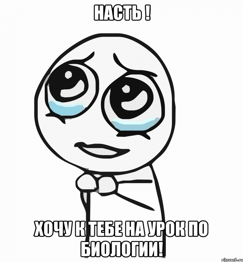 насть ! хочу к тебе на урок по биологии!, Мем  ну пожалуйста (please)