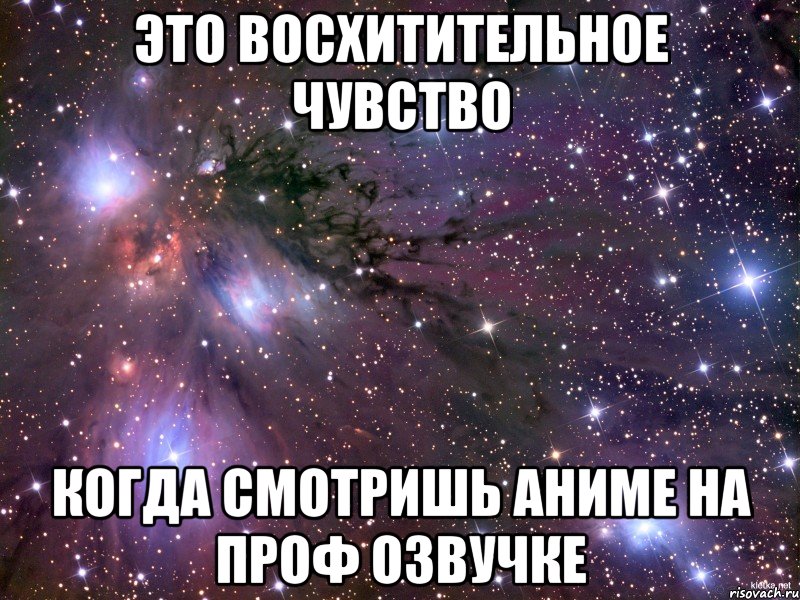 это восхитительное чувство когда смотришь аниме на проф озвучке, Мем Космос