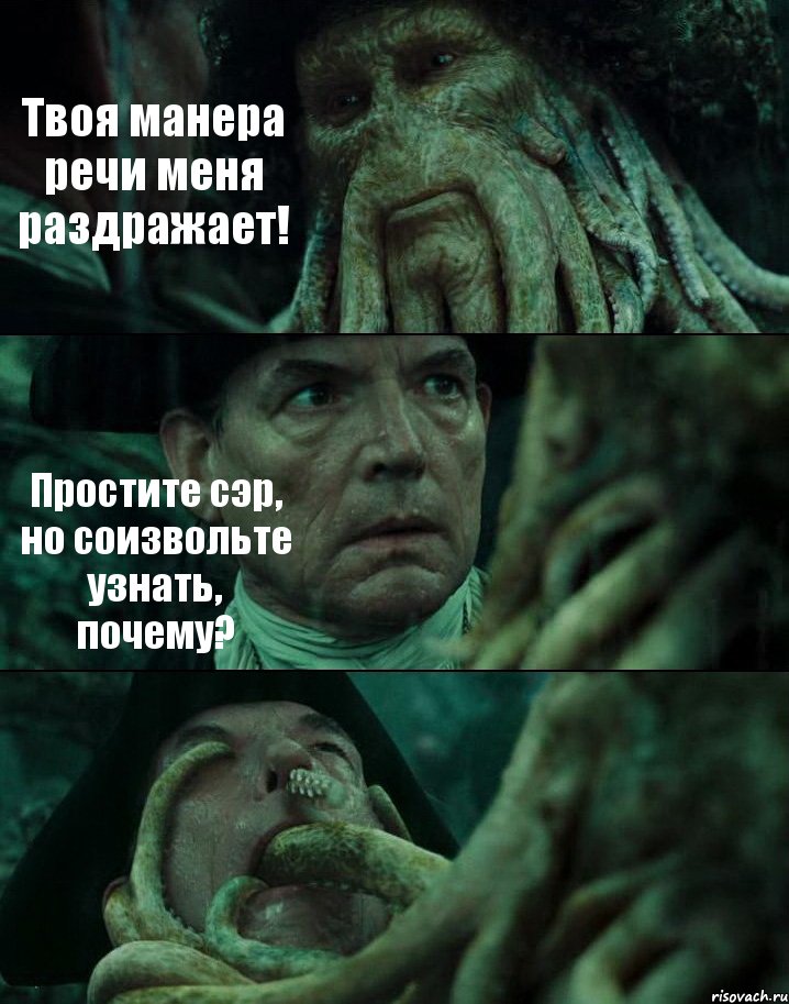 Твоя манера речи меня раздражает! Простите сэр, но соизвольте узнать, почему? 