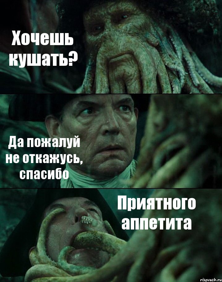 Хочешь кушать? Да пожалуй не откажусь, спасибо Приятного аппетита