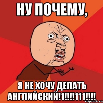 ну почему, я не хочу делать английский!1!!!111!!!, Мем Почему