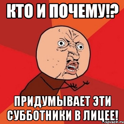 кто и почему!? придумывает эти субботники в лицее!, Мем Почему