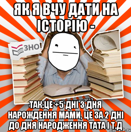 як я вчу дати на історію - так,це +5 дні з дня нарождення мами, це за 2 дні до дня народження тата і т.д