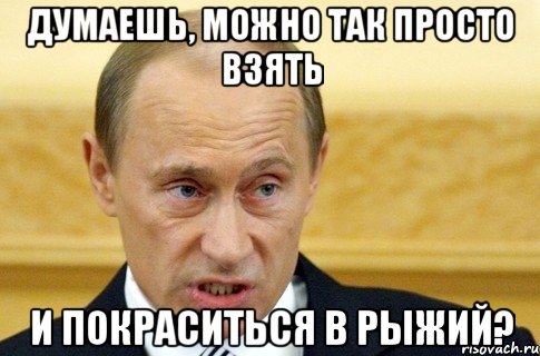 думаешь, можно так просто взять и покраситься в рыжий?, Мем путин