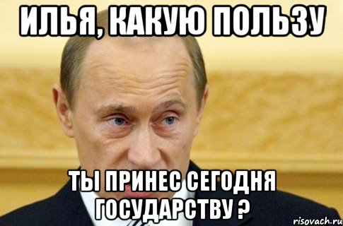 илья, какую пользу ты принес сегодня государству ?, Мем путин