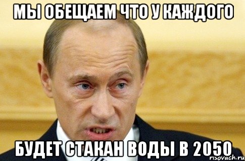 мы обещаем что у каждого будет стакан воды в 2050, Мем путин