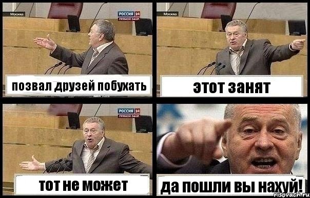 позвал друзей побухать этот занят тот не может да пошли вы нахуй!, Комикс с Жириновским