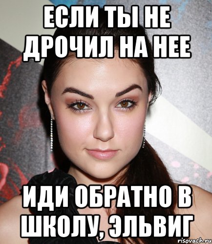 если ты не дрочил на нее иди обратно в школу, эльвиг, Мем  Саша Грей улыбается