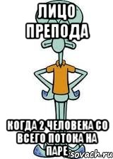 лицо препода когда 2 человека со всего потока на паре, Мем Сквидвард в полный рост