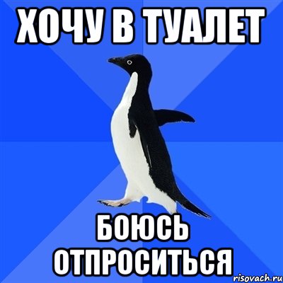 хочу в туалет боюсь отпроситься, Мем  Социально-неуклюжий пингвин