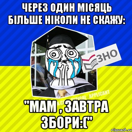 через один місяць більше ніколи не скажу: "мам , завтра збори:(", Мем ТА 2013 3