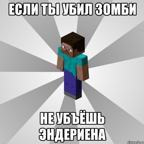 если ты убил зомби не убъёшь эндериена, Мем Типичный игрок Minecraft