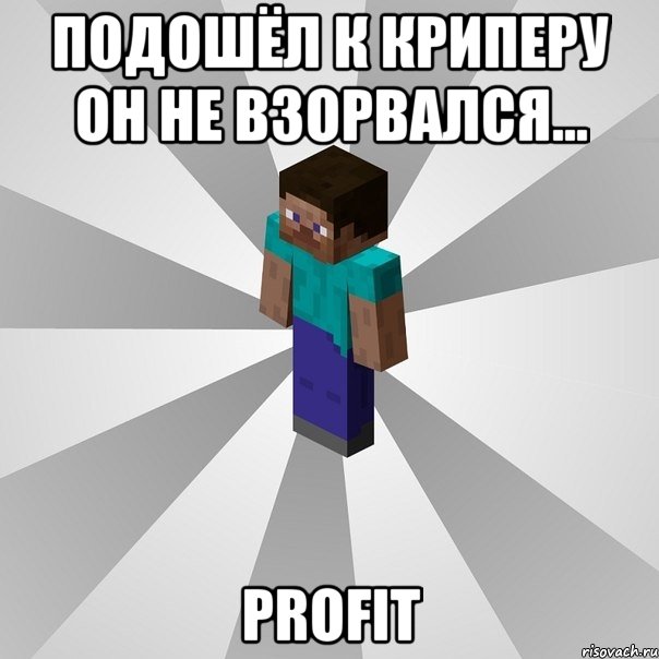 подошёл к криперу он не взорвался... profit, Мем Типичный игрок Minecraft