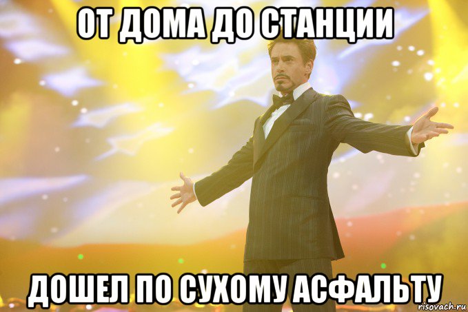 от дома до станции дошел по сухому асфальту, Мем Тони Старк (Роберт Дауни младший)