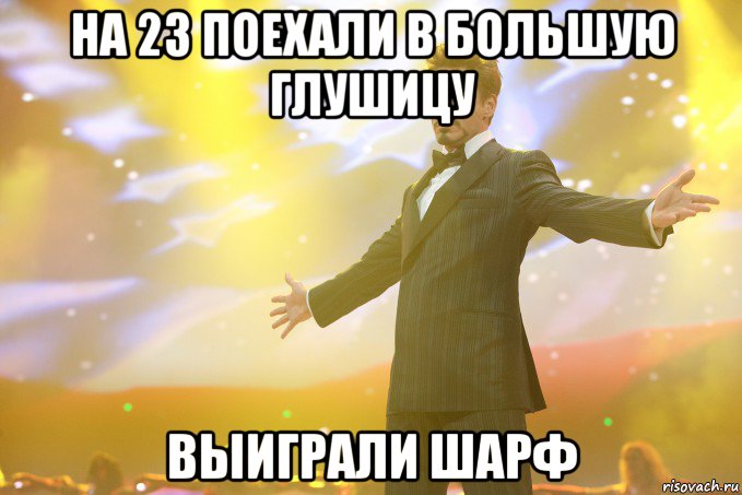 на 23 поехали в большую глушицу выиграли шарф, Мем Тони Старк (Роберт Дауни младший)