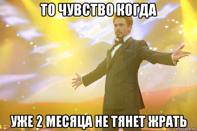 то чувство когда уже 2 месяца не тянет жрать, Мем Тони Старк (Роберт Дауни младший)