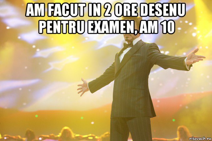 am facut in 2 ore desenu pentru examen, am 10 , Мем Тони Старк (Роберт Дауни младший)