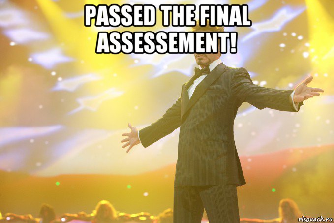 passed the final assessement! , Мем Тони Старк (Роберт Дауни младший)