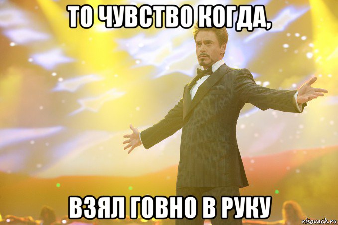 то чувство когда, взял говно в руку, Мем Тони Старк (Роберт Дауни младший)