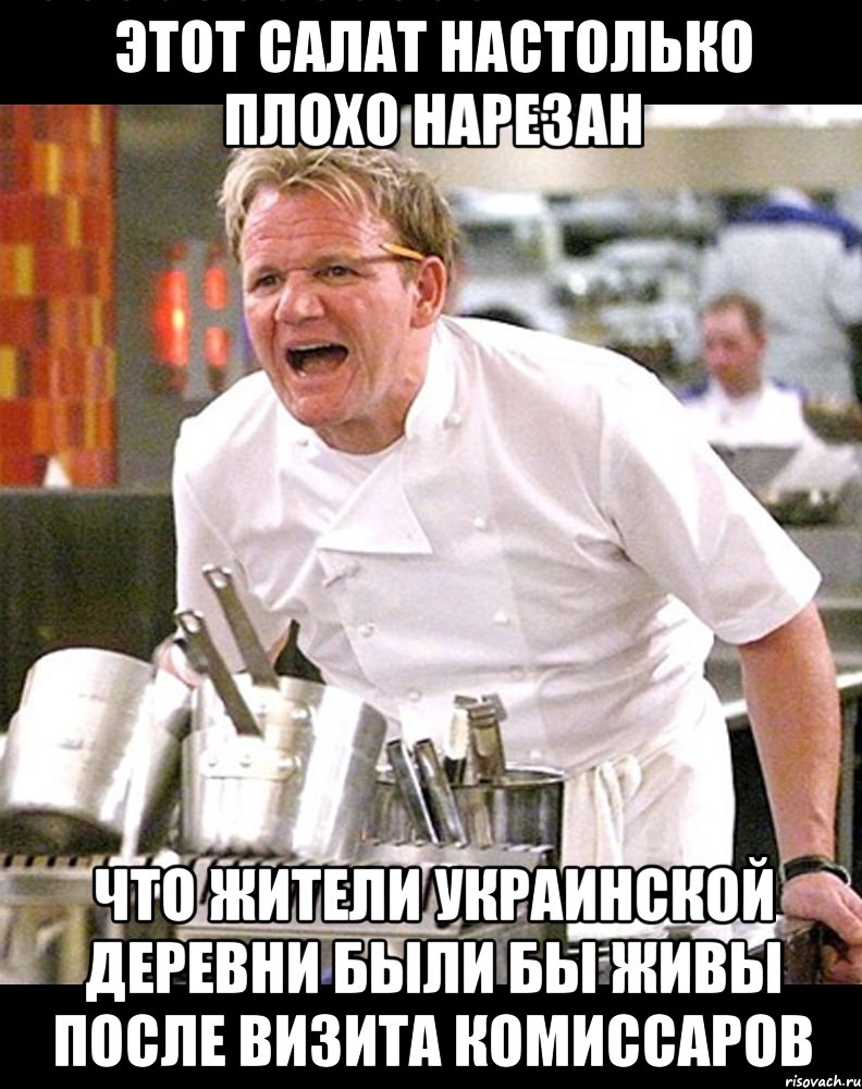 этот салат настолько плохо нарезан что жители украинской деревни были бы живы после визита комиссаров, Мем тп