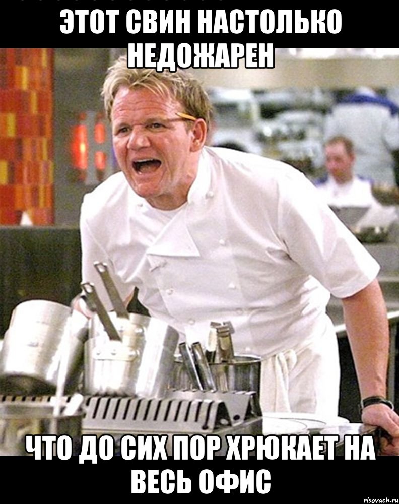 этот свин настолько недожарен что до сих пор хрюкает на весь офис, Мем тп