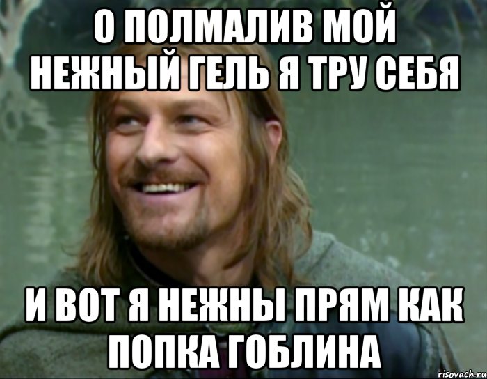 о полмалив мой нежный гель я тру себя и вот я нежны прям как попка гоблина, Мем Тролль Боромир