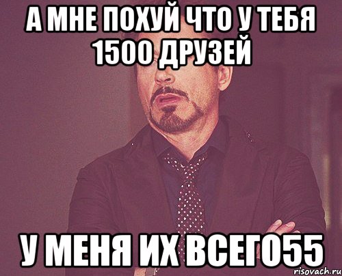 а мне похуй что у тебя 1500 друзей у меня их всего55, Мем твое выражение лица