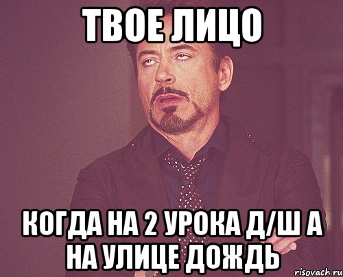 твое лицо когда на 2 урока д/ш а на улице дождь, Мем твое выражение лица