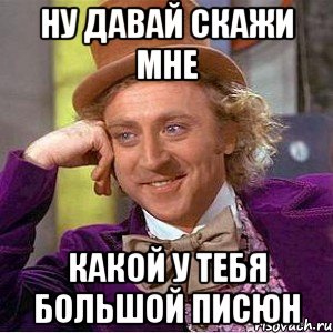 ну давай скажи мне какой у тебя большой писюн, Мем Ну давай расскажи (Вилли Вонка)