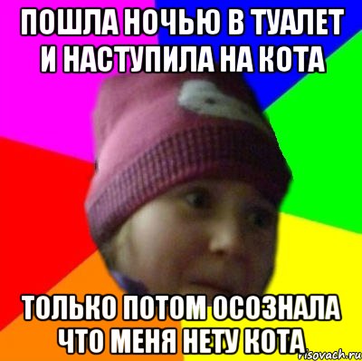 пошла ночью в туалет и наступила на кота только потом осознала что меня нету кота, Мем янка